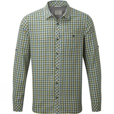 Camisa Craghoppers Claude Manga Larga Hombre Verde - Chile KXZ192530